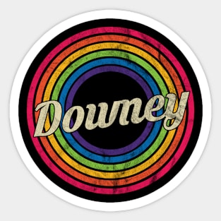 Downey - Retro Rainbow Faded-Style Sticker